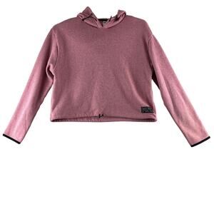 PINK Victorias Secret Crop Hoodie Womens Medium Dusty Rose Drawstring Hem Sporty